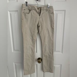Zara woman cigarette leg jeans in light taupe with distress sz 29